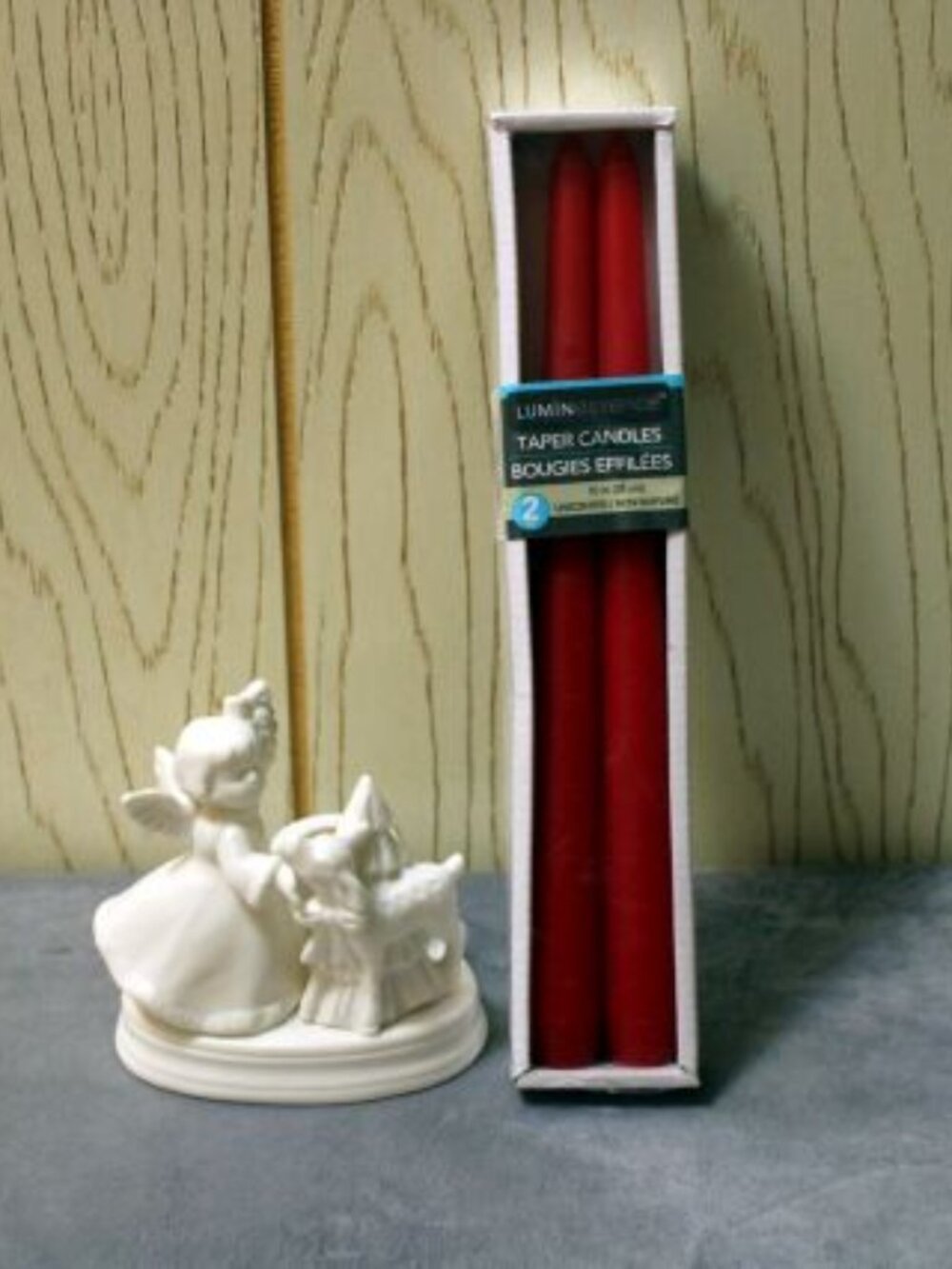 Vintage Colonial Candle Angel with Deer Candleholder with Taper Candles